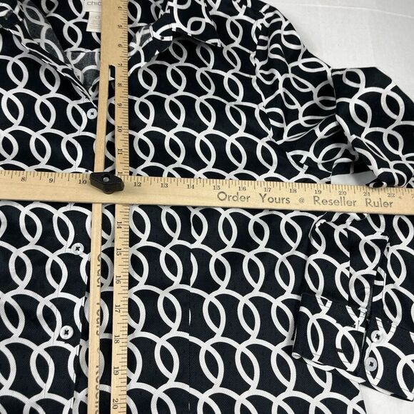 Chicos No Iron Cotton Button Down Shirt Loop  Print Long Sleeve Workwear 0 SMALL - Picture 7 of 10